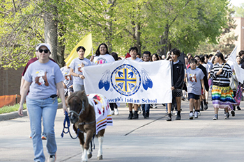 Students participated in a walk to American Creek Park to raise awareness of MMIR in the Chamberlain community.