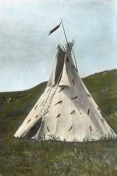 image of tipi on the plains made from a glass slide.