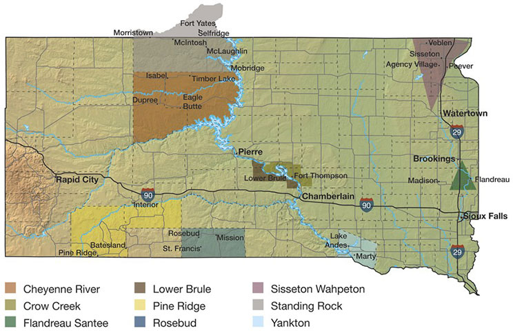Map of South Dakota reservations