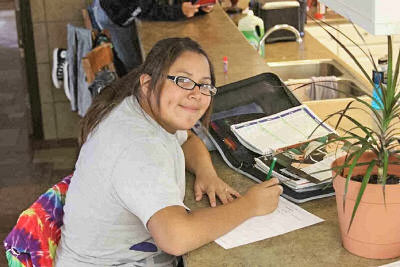 Lisa in her home at St. Joseph's Indian School.